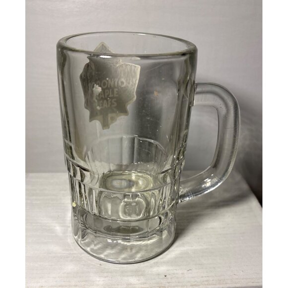 Beer Mug Toronto Maple Leafs Decal Clear Glass With Handle 6" Tall HEAVY - Picture 4 of 11